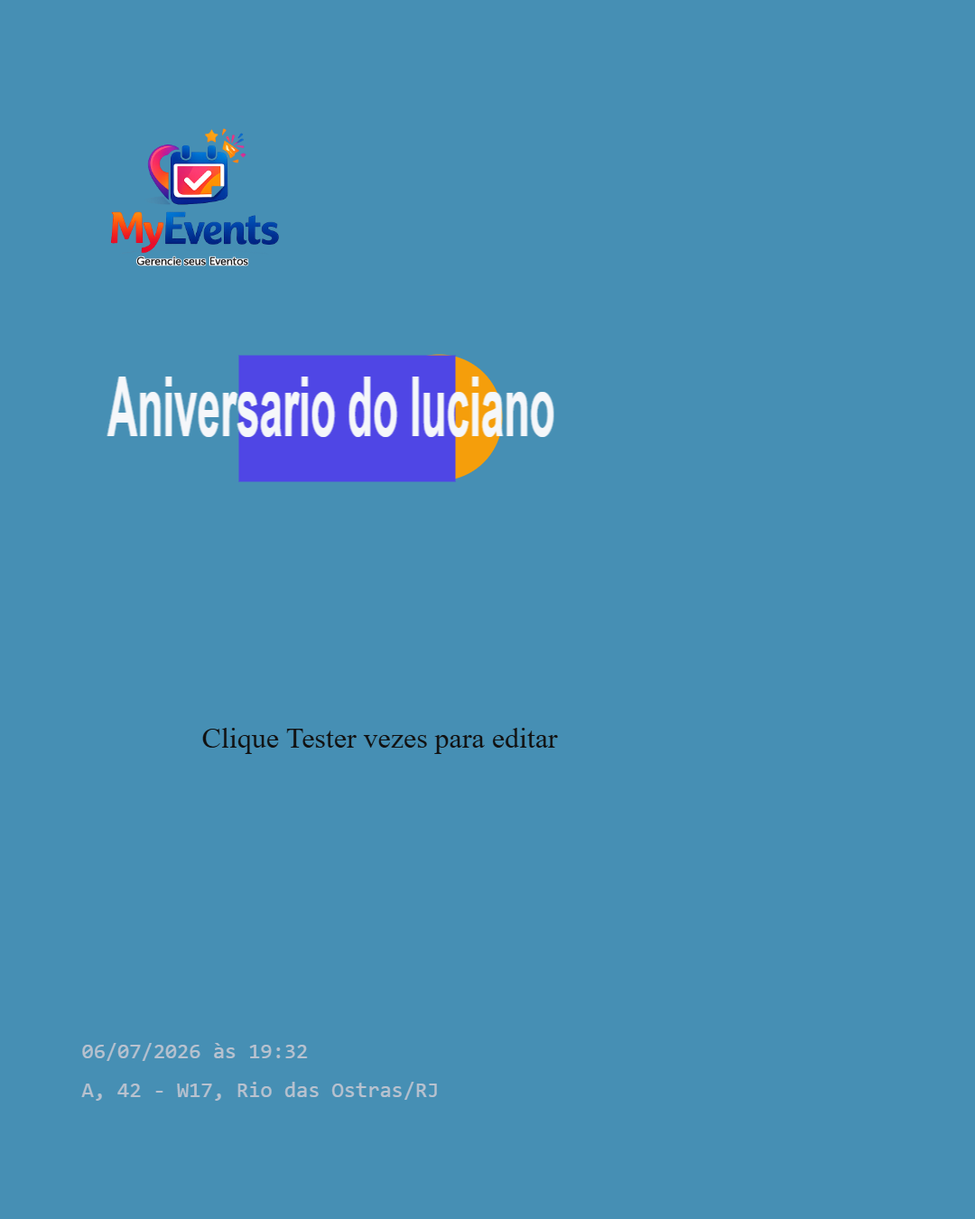 Convite do evento Aniversario do Luciano